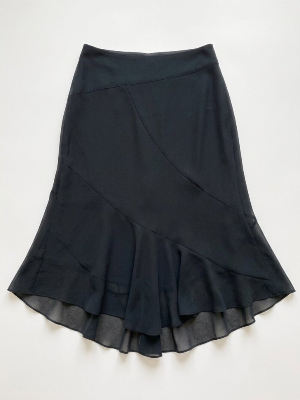 CARTISE International - Classic Black Chiffon Asymmetric Ruffle Skirt - Large